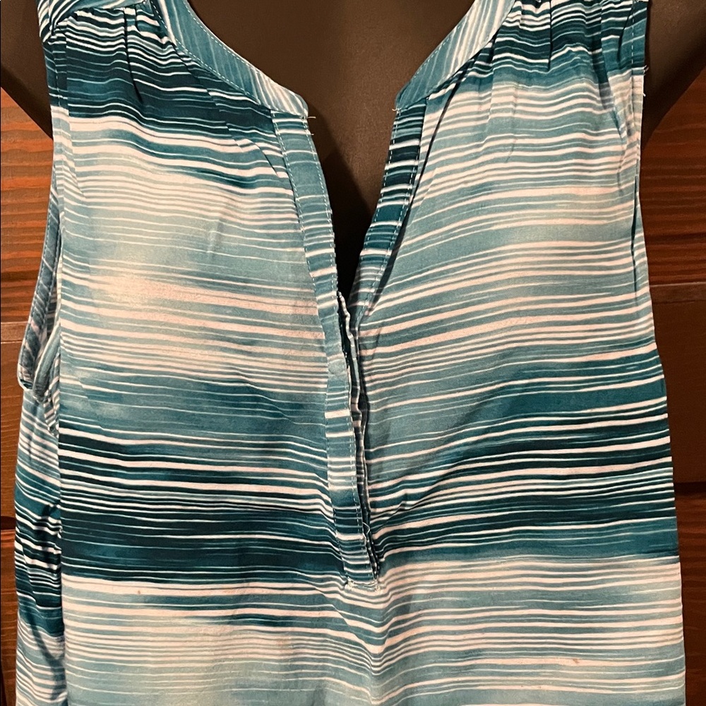 Sonoma Teal and White Striped Tank Top - Picture 2 of 3